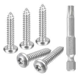 sourcing map #14 x 1-1/4" Torx Security Screws, 30pcs Button Head Tamper Resistant Self Tapping Screws, 304 Stainless Steel Anti-Theft Screws with Bit T30