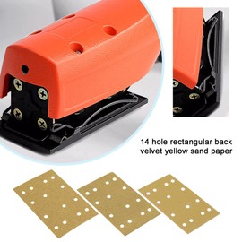 OTOTEC 50PCS Yellow Sanding Discs Pads 133x80mm 14 Holes Rectangle Hook and Loop Sandpaper Assorted P60 P80 P120 P180 P240 Grit for Orbital Sander Manual Sander