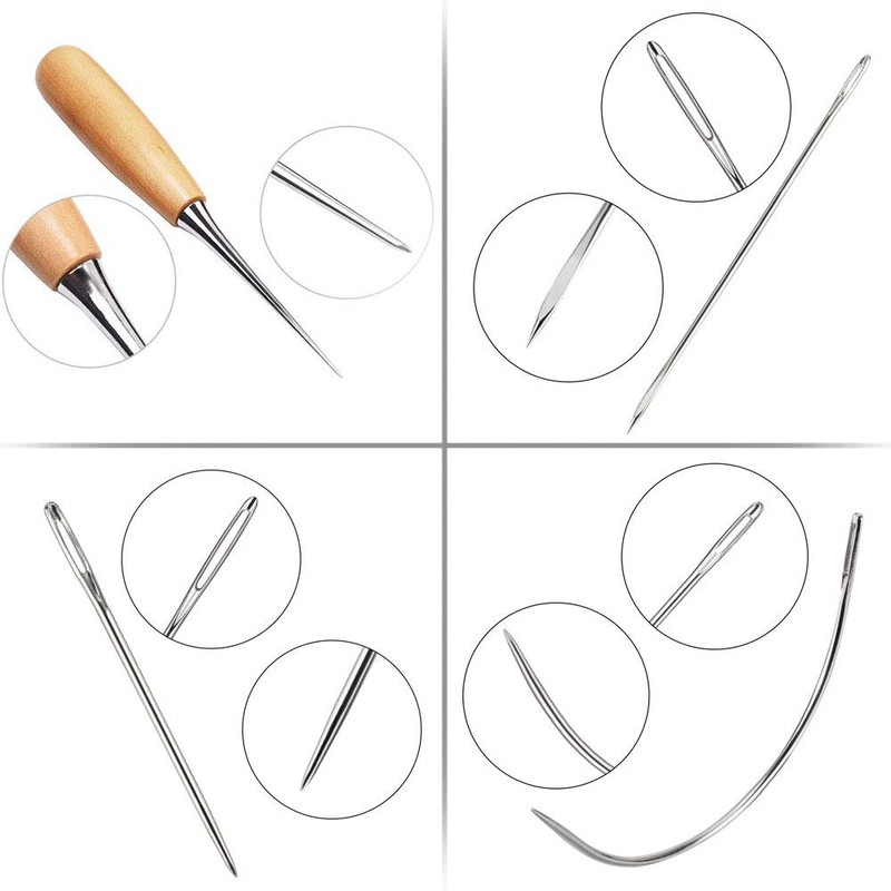 CODIRATO Set of 7 Leather Sewing Needles, Curved Upholstery Needles,