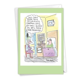 NobleWorks Insurance Card - Get Well Greeting Card with Envelope (4.63 x 6.75 Inch) - Corporate Well Wishes C3299GWG