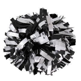 Metallic Cheerleader Cheerleading Pom Poms 6 inch 1 Pair 2 Pieces (Black)