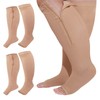 Hillban 2 Pair Plus Size Calf Zipper Compression Socks 15