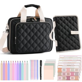 Nicpro Large Bible Bag with Bible Cover Case for Women, Church Bag with Shoulder Strap,Quilted Cover for Bible Study Supplies Journaling Kit with Tabs Notes Highlighters Pens Christian Gifts for Women