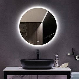 STARLEAD LED Round Mirror 24 Inch Bathroom Vanity Lighted Mirror Dimmable Wall Mounted Circle Mirror Anti-Fog Lighted Makeup Mirror with Memory Function & Bluetooth Speaker