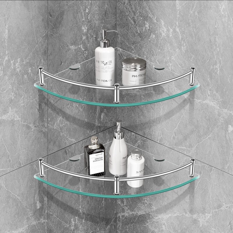YorkHoMo Glass Corner Shelves Tempered Bathroom Eestantes para Baños with