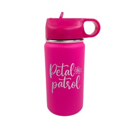 The Crafty Engineer Flower Girl or Ring Bearer Water Bottle - 12 oz Insulated Water Bottle for Kids - The Perfect Ring Bearer or Ring Security Proposal Gift - Hot Pink (Petal Patrol)