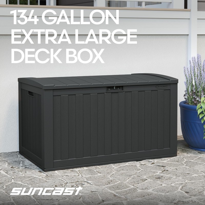 Suncast 134-Gal. Waterproof Resin Extra-Large Outdoor Patio Deck Box with