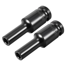 Sourcingmap 2 Pcs 1/2-Inch Drive by 8mm Deep Impact Socket, Cr-V, 6-Point, Metric