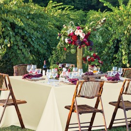 sancua Beige Tablecloths for 6 Foot Rectangle Tables, 8 Pack - Washable Polyester Fabric Table Cloth for Wedding Party, Birthday, Banquet Reception, 54x108 Inch