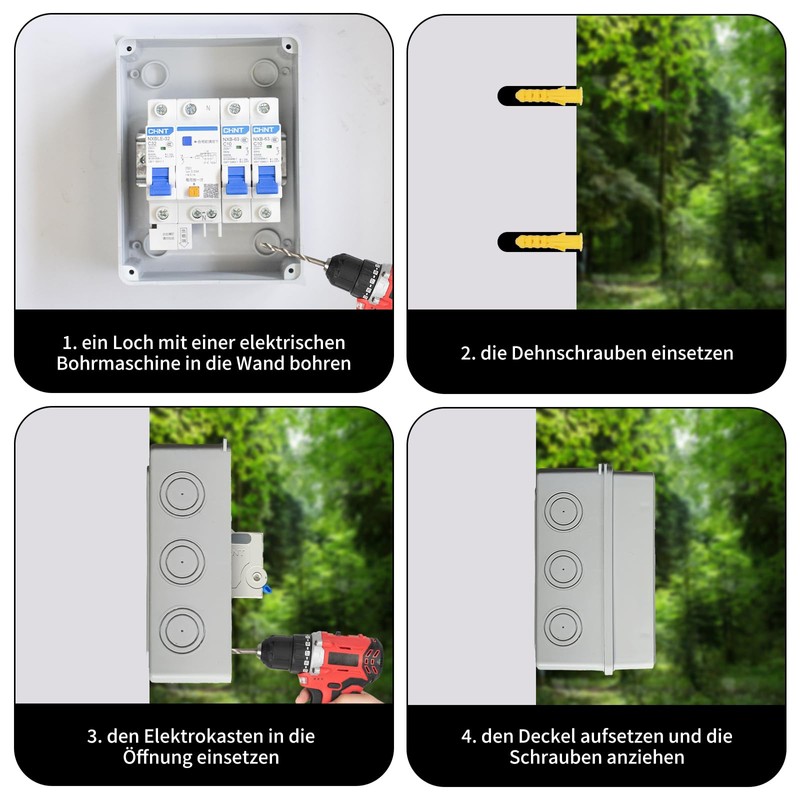 Surface-Mounted Fuse Box, Small Distribution Board Surface-Mounted with FI Switch,