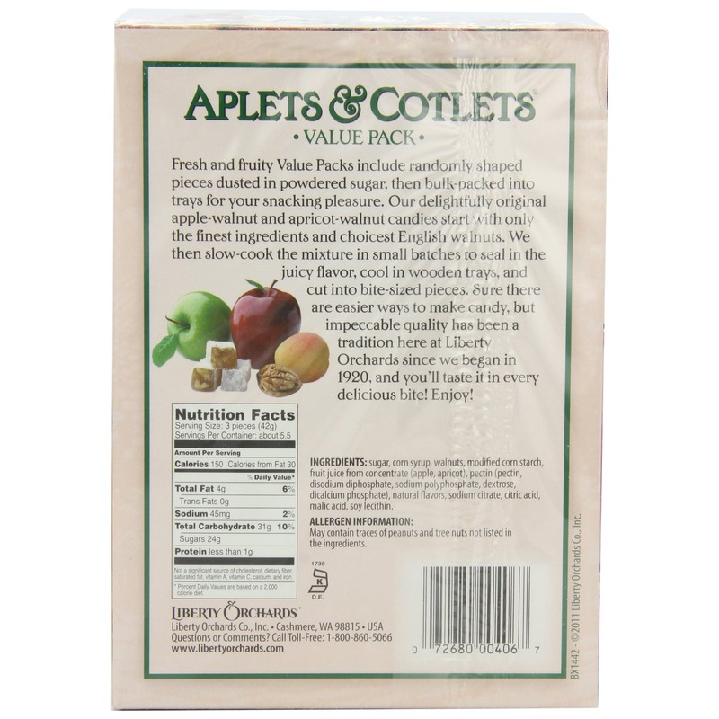 Liberty Orchards Aplets & Cotlets, 8-Ounce Boxes (Pack of 6)