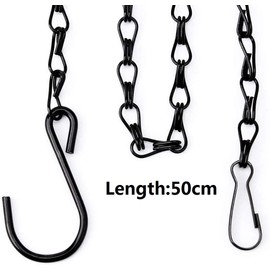 beihuazi Pack of 12 Chains for Hanging Flower Pot Chain 50 cm Hanging Chain Hooks with Chain for Birds, Flower Pots, Lanterns, Billboard, Flower Pot, Chalkboards and More (Black)