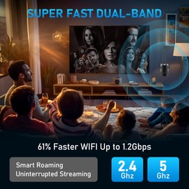 WLAN Amplifier, 1200 Mbit/s WLAN Repeater with 4 x 180° Swivel Antenna Dual Band 2.4 GHz + 5 GHz WiFi Repeater with WPS 1200 Mbit/s with LAN/WAN Port Easy Setup Compatible 99% WLAN Devices