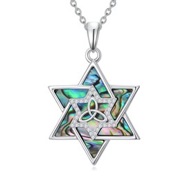 POTOPYY Abalone Star of David Necklace for Women Sterling Silver Celtic Knot Necklace Magen David Pendant Star of David Jewelry Christmas Gifts for Women Wife Mom Sister Friend