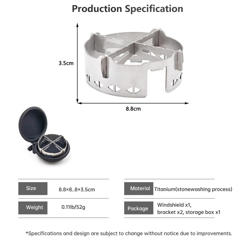 Titanium Camp Stove Windscreen With Anti-slip Cross Bracket for GS-600