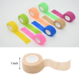 FEILIBAY 15 Pack Cohesive Wrap 1 Inch x 5 Yards Self Adherent Vet Tape for Pets, Elastic Self Adhesive Bandage Wrap for Sports, Finger, Wrist, Ankle (1 Inch, 15 Colors)