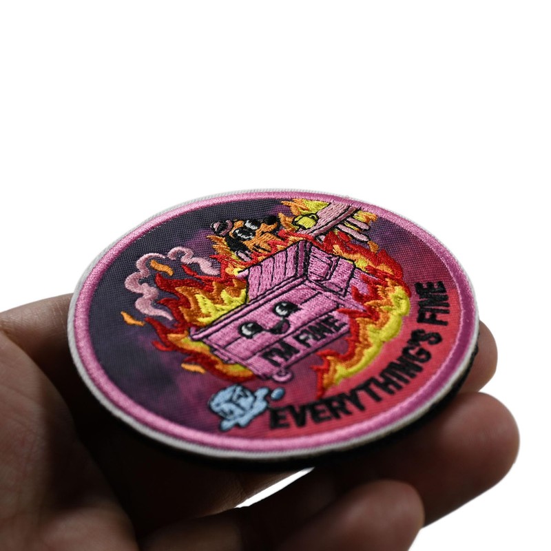 Everything's Fine Dumpster Fire Embroidery Morale Patch - Hook and