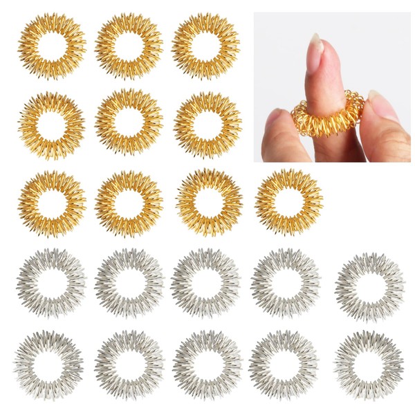 Pack of 20 Finger Massage Rings (20 Rings), Acupressure Ring
