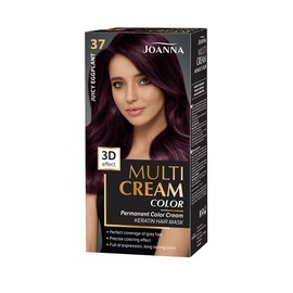 Joanna Multi Cream Colour Hair Colour for Women - Provides Long Lasting Colour - 3D Depth Effect - Covers Grey Hair - Root Colour - Pure Aubergine 37 - Complete Set