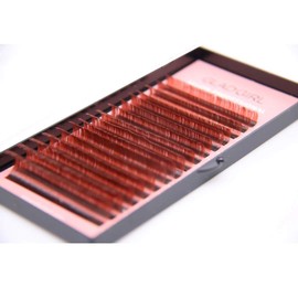 Salon Professional Mixed Length Auburn Lashes - D Curl, 07 x 8 through 15mm