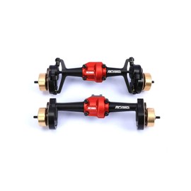 RCAWD Front Rear Portal Axle Alum Housing w/Steel Gears Brass Weight for Hobby Plus CR18P Rock Van Trail Hunter Upgrade Parts (Black)