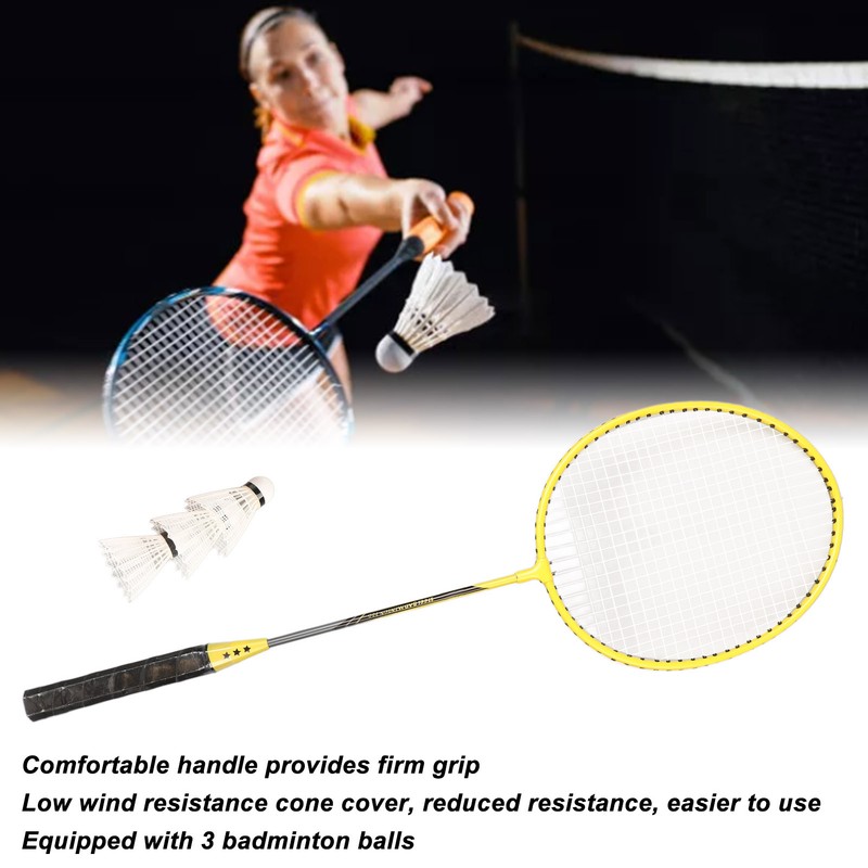 Badminton Rackets Iron Alloy Lightweight Badminton Racquets with 3 Balls