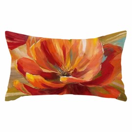 IBILIU Throw Pillow Covers Oil Painting Pretty Poppy Flower Cushion Pillow Case Home Decor Pillowcase 12x20 Inches