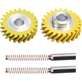 EVRBUL 2 PCS Mixer Worm Gears & 2 PCS Carbon Brushes Compatible with Whirlpool & KitchenAid Mixers Replace #: W10112253, W10380496, 4162897, 4169830, WPW10112253, AP4295669