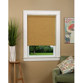 Green Mountain Vista Textured Wicker Color Woven Cordless Spring Roller Shade - Size 38" Wide x 72" Long, Cordless Blind & Shade for Home Windows and Doors, Light Filtering, Total Privacy Blind/Shade