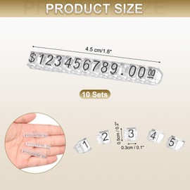 uxcell 10 Set Price Display Cube, Adjustable Price Tag Stand Removable Mini Tag Number Letter Price Dollar Block Kit for Jewelry Retail Shop Price Signs (Clear/Black, 1.8" Length)