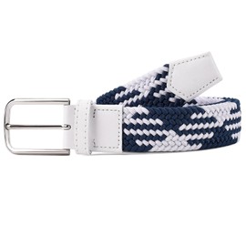 QAZSE Elastic Golf Belts for Men Womens Causal Stretch Elastic Woven Belt 1.37" Wide White Orange 45" Long