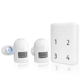 HOMEYO Driveway Alarm Wireless Weatherproof Motion Sensor, Home Security Alarm 500 FT Motion Detector Alarm for Gardens/Mailbox/Gate/Sheds/Indoor/Outdoor Property (1 Receiver & 2 Sensors)