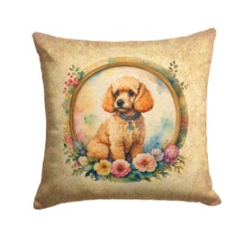 Caroline's Treasures Dogs Frame of Flowers Fabric Decorative Pillow Throw Pillow, 14Hx14W, Poodle 2186