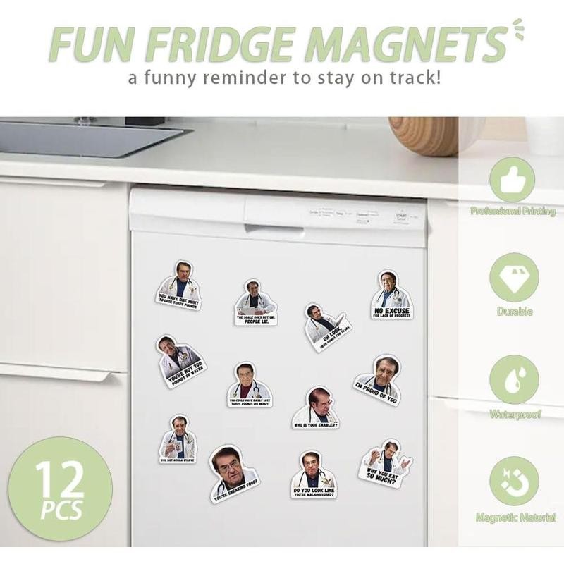 Doctor Phrase Pattern, 12pcs/set Fridge, Room Adults Inspirational Refrigerator Diet