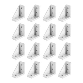 sourcing map 16Pcs Inside Corner Bracket Gusset, 38x38x18mm 2040 Angle Connectors for 2020/2040 Series Aluminum Extrusion Profile Silver