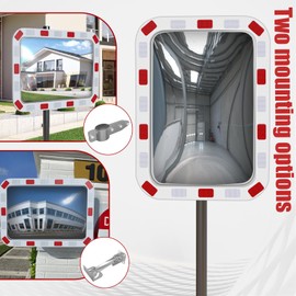Reflective Rectangular Acrylic Convex Mirror, 24"x16" inch Safety Mirror - Adjustable Traffic Mirrors with Wide Vision Angle - Security Mirrors for Office, Driveway(Support Indoor and Outdoor)
