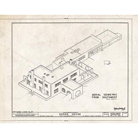 Historic Pictoric : Blueprint HABS Cal,19-LOSAN,27- (Sheet 2 of 9) - Walter Luther Dodge House, 950 North Kings Road, West Hollywood District, Los Angeles, Los Angeles County, CA 14in x 11in