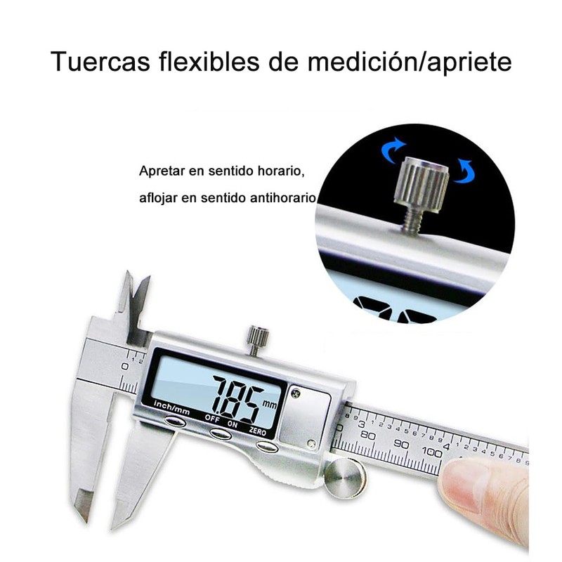 JESWO Vernier Digital, Inoxidable Pie de Rey, Calibrador Vernier Digital