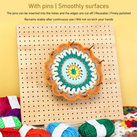 QANYEGN Large Handmade Crochet Blocking Board, Wooden Knitting Blocking Mats, Square Wood Knitting Board for Crochet and Knitting Projects