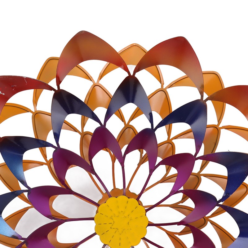 Outdoor 3D Windmill Colourful Exquisite Metal Wind Spinner with Ground