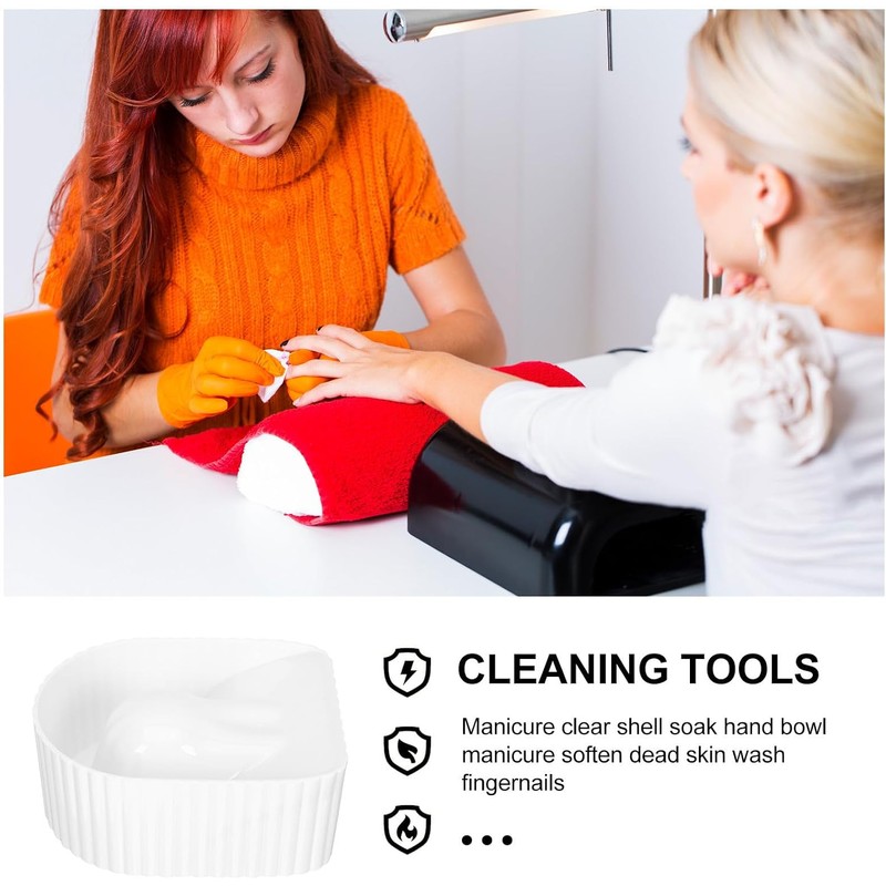 Zerodeko Cuenco para Manicura Acrílico Blanco, Recipiente para Remojar Uñas,