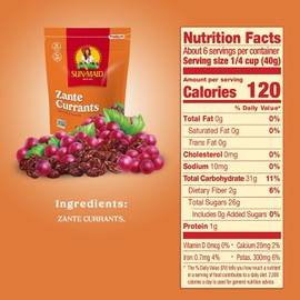 Sun-Maid California Sun-Dried Zante Currants - (4 Pack) 8 oz Resealable Bag - Dried Fruit for Holiday Snacks and Charcuterie Boards