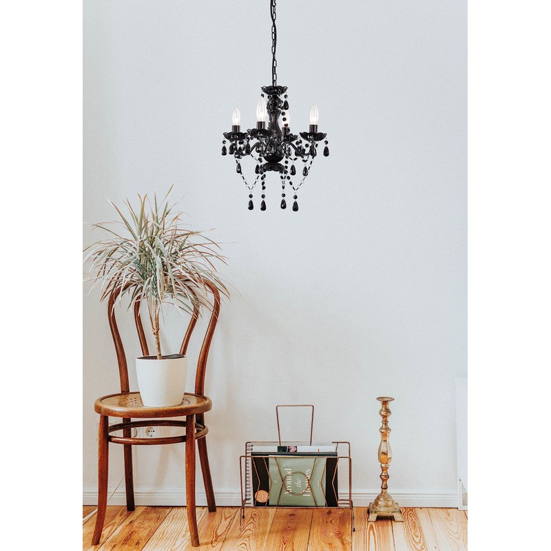 LaLuLa Black Chandelier Small Crystal Chandelier Lighting Mini Acrylic Chandeliers