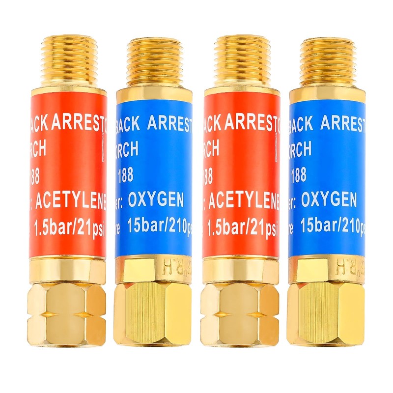 Mgoodoo 4Pcs Oxygen Acetylene Flashback Arrestors Set Torch End Standard