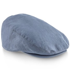 Walrus Hats Clubhouse Blue Linen Ivy Cap - Lightweight Men's Golf Flat Cap, Breathable Plaid Drivers Hat with Snap Brim