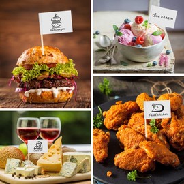 lohey 100PCS Blank Toothpick Flags Food Labels (3.5 * 2.5cm) Fruit Picks for Party Food, Cheese Plate & Cupcake Toppers, Cheese Labels, Baby Shower Names, Fruit Salad Cocktail Sticks Food Supplies