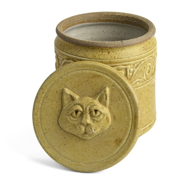 The Potters, LTD Cat Treat Jar, Spicy Mustard
