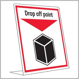 Vsafety Covid Retail Desk Sign - Drop Off Point - 150mm x 200mm - 2mm Rigid Plastic