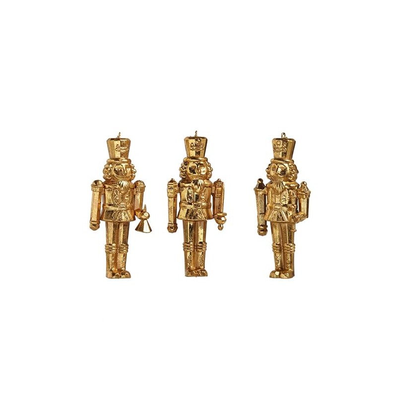Raz 5 Inch Gold Nutcracker Ornaments - Set of 3