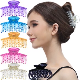 RC Roche Pack of 6 Double Tooth Hair Clips Strong Hold Medium Transparent